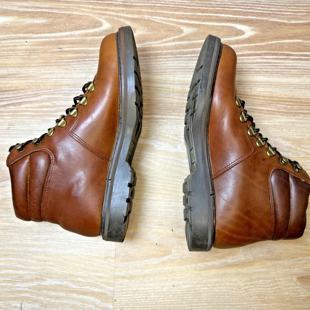 Bass Cognac Leather Alpine Hiking Boots Womens 8 Gorpcore D-Ring Lace Up Vintage - Picture 5 of 11
